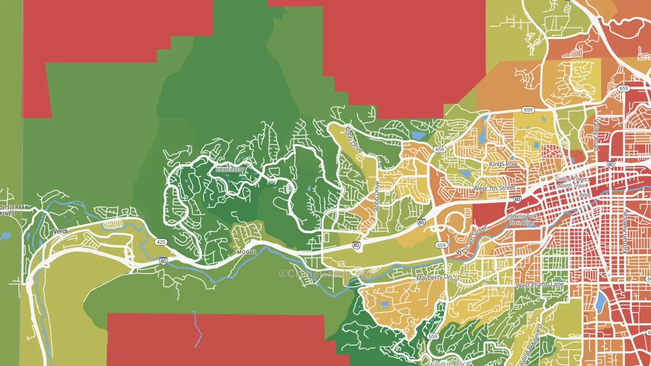 Northwest, Reno, NV Map of Assault Rates