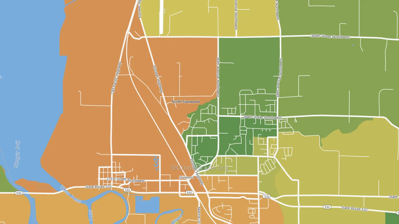 Northwest Stanwood, WA Map of Assault Rates