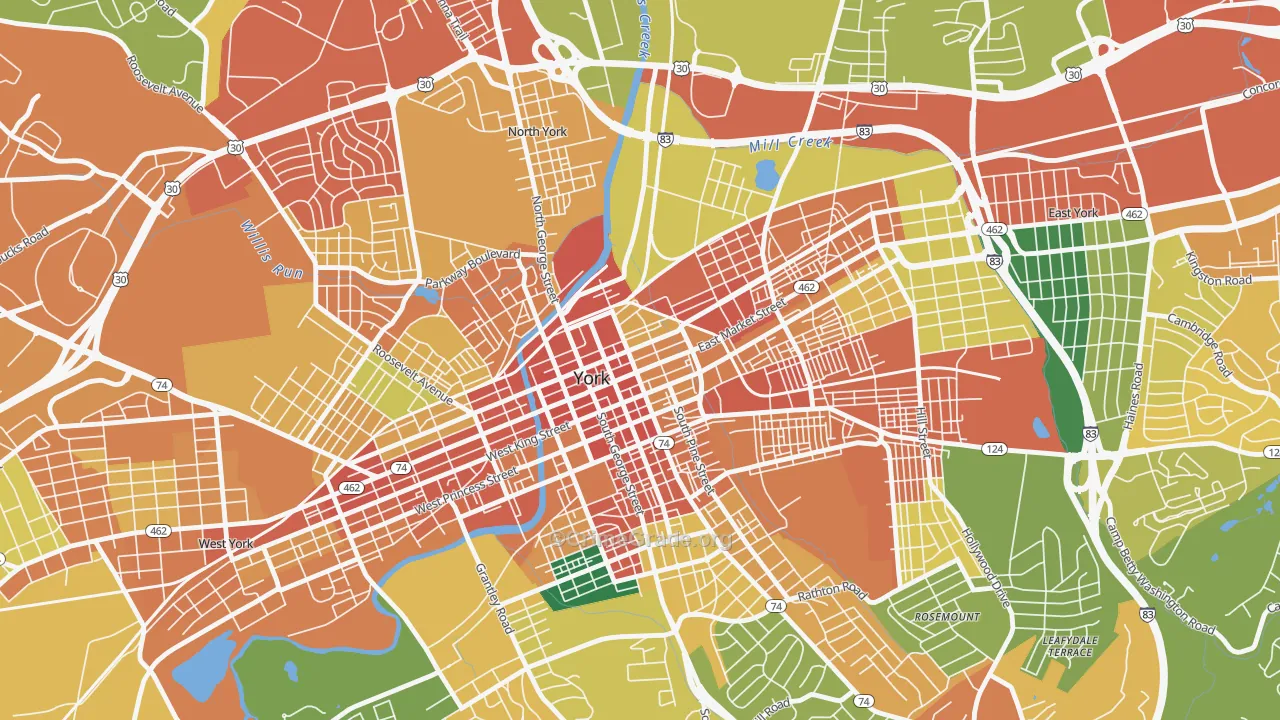 Northwest Triangle, York, PA Map of Assault Rates