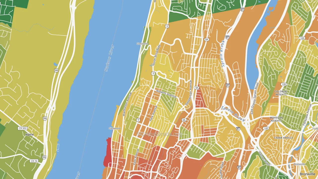Northwest Yonkers, Yonkers, NY Map of Assault Rates