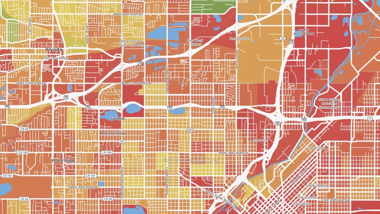Northwestern Denver, Denver, CO Map of Assault Rates