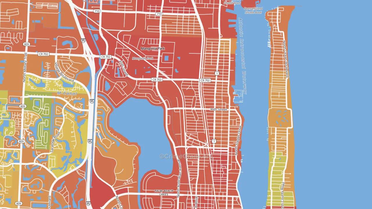 Northwood Hills, West Palm Beach, FL Map of Assault Rates