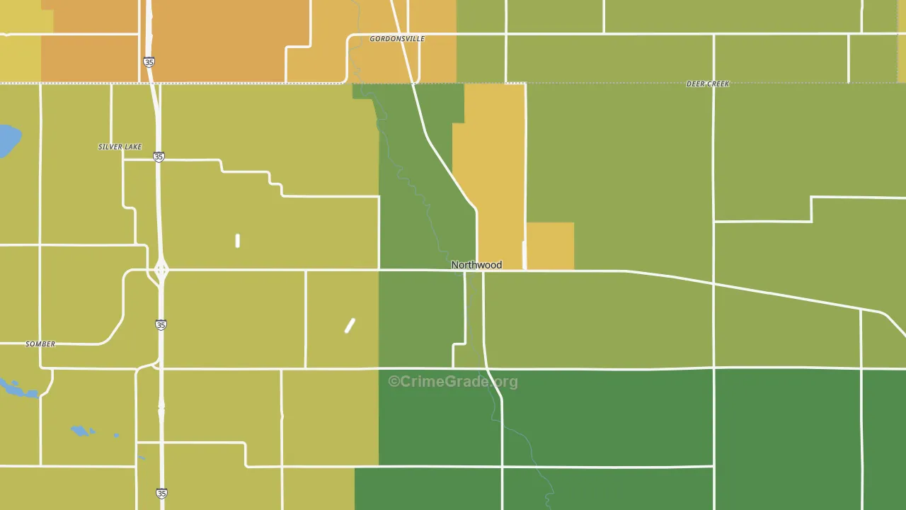 Northwood, IA Map of Assault Rates