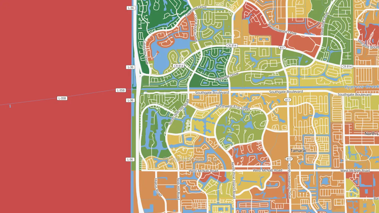 Northwood, Tamarac, FL Map of Assault Rates