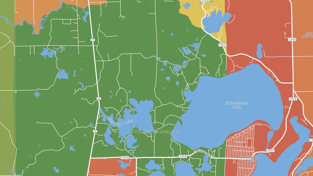 Northwoods Beach, WI Map of Assault Rates