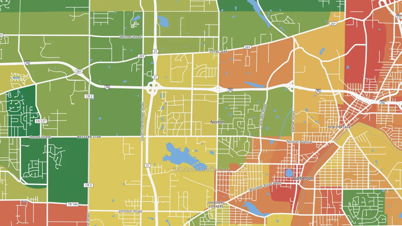 Norton, OH Map of Assault Rates