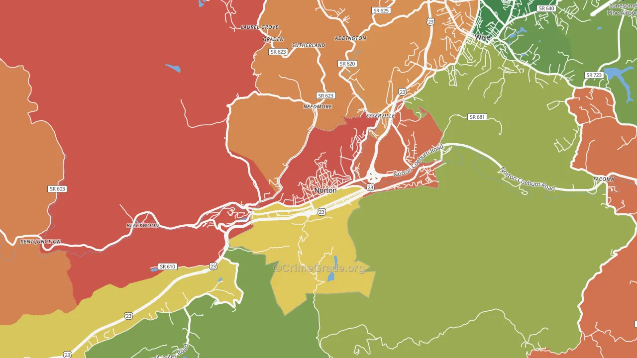 Norton, VA Map of Assault Rates