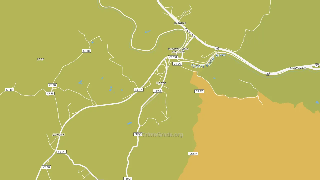 Norton, WV Map of Assault Rates