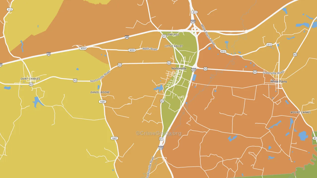 Nortonville, KY Map of Assault Rates