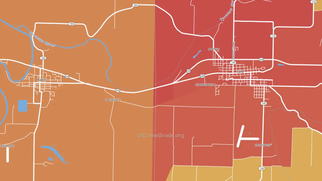 Norvell, AR Map of Assault Rates