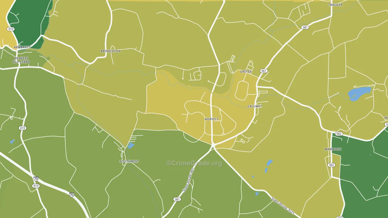 Norvelt, PA Map of Assault Rates
