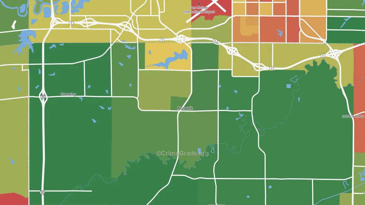Norwalk, IA Map of Assault Rates