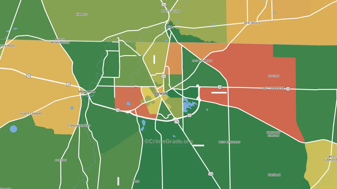 Norwalk, OH Map of Assault Rates