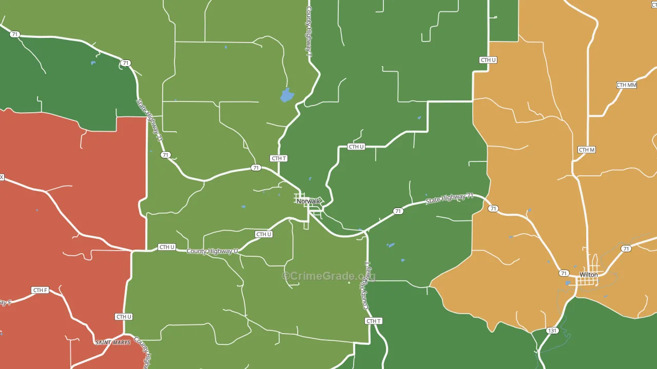 Norwalk, WI Map of Assault Rates