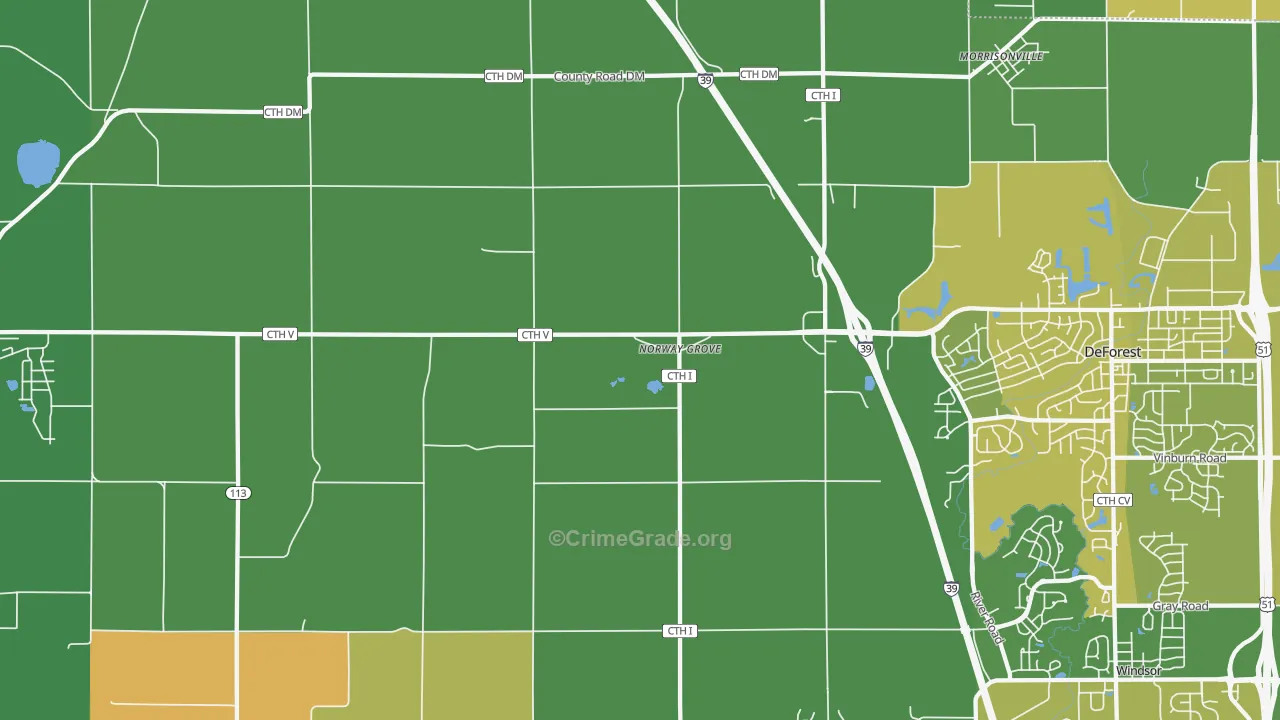 Norway Grove, WI Map of Assault Rates