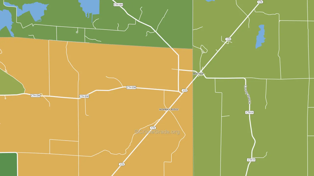 Norway Ridge, WI Map of Assault Rates