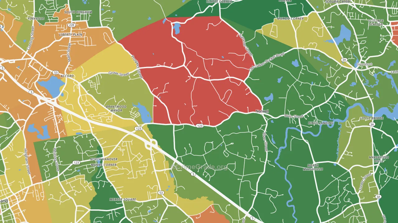 Norwell, MA Map of Assault Rates