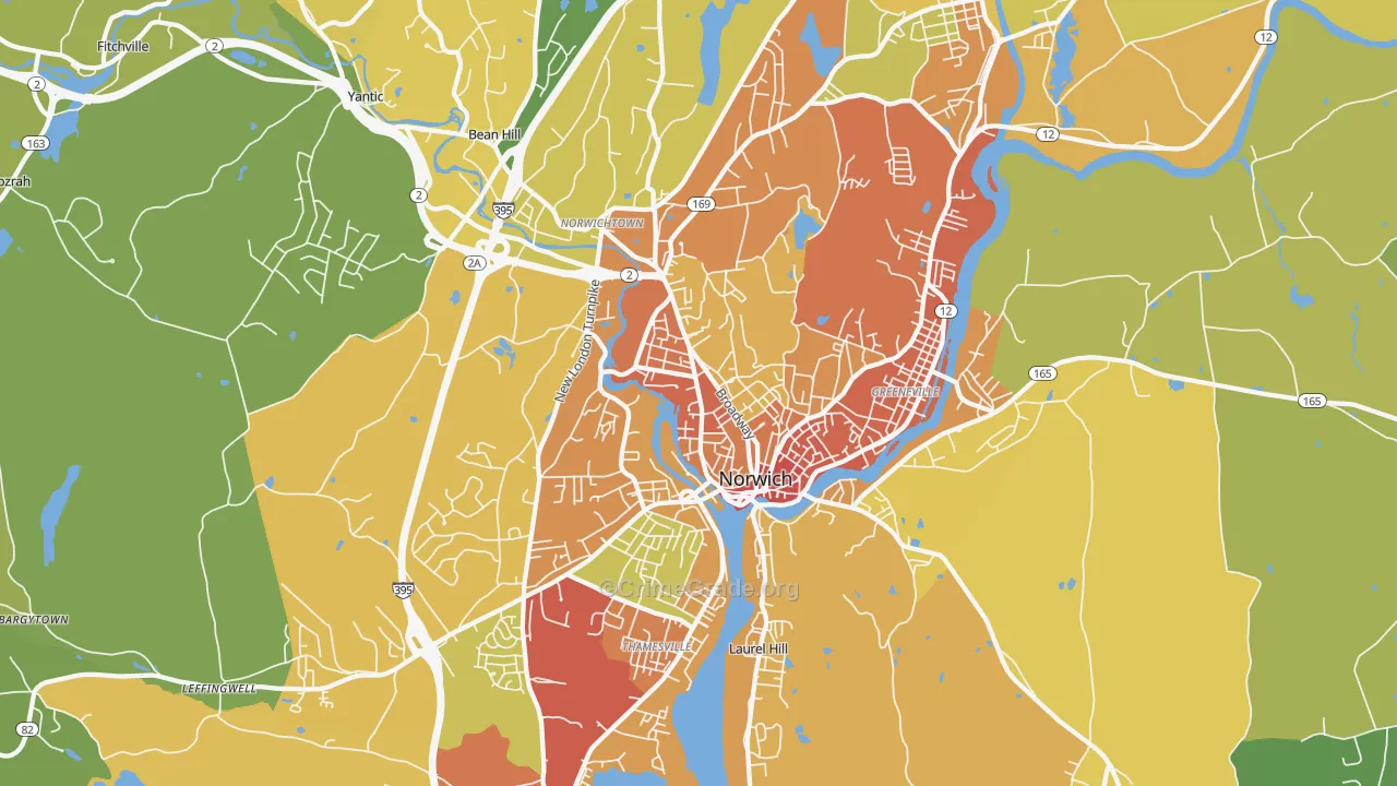 Norwich, CT Map of Assault Rates