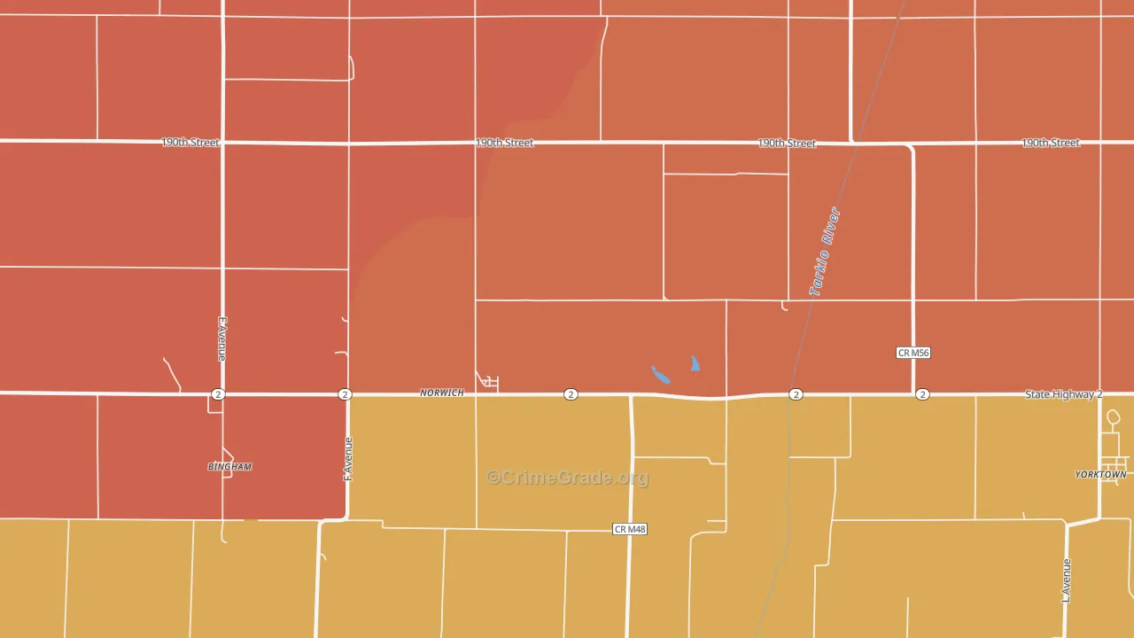 Norwich, IA Map of Assault Rates