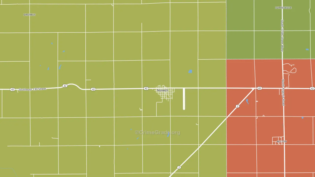Norwich, KS Map of Assault Rates