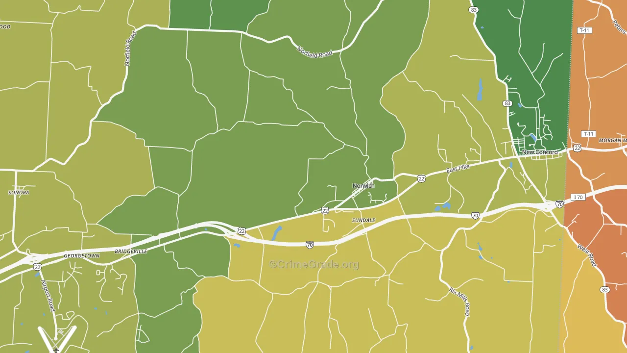 Norwich, OH Map of Assault Rates
