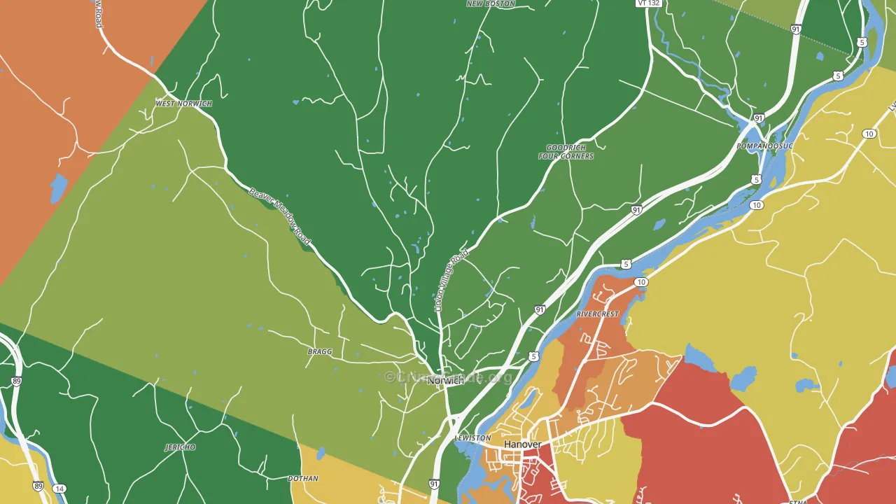 Norwich, VT Map of Assault Rates
