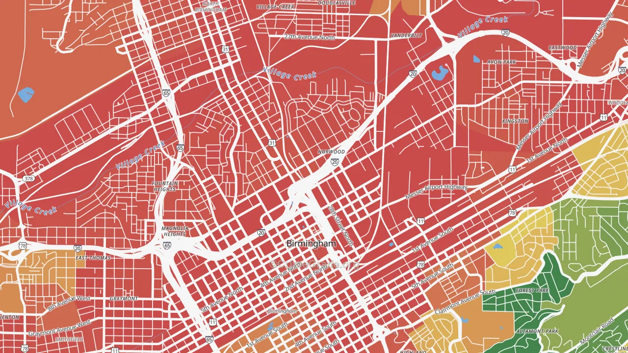 Norwood, Birmingham, AL Map of Assault Rates