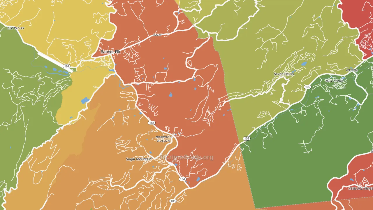 Norwood Hollow, NC Map of Assault Rates