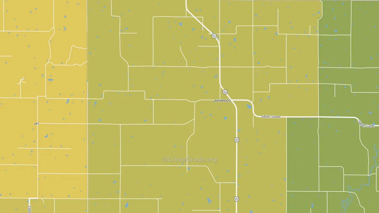 Norwood, IA Map of Assault Rates