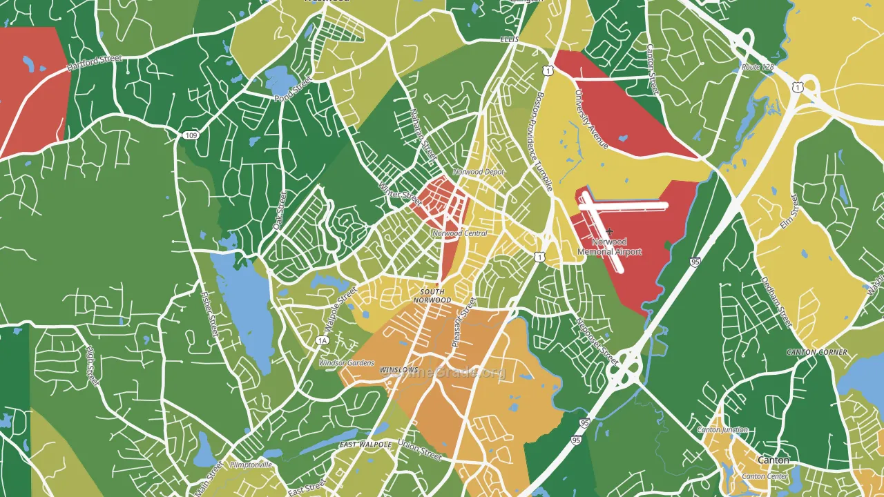 Norwood, MA Map of Assault Rates