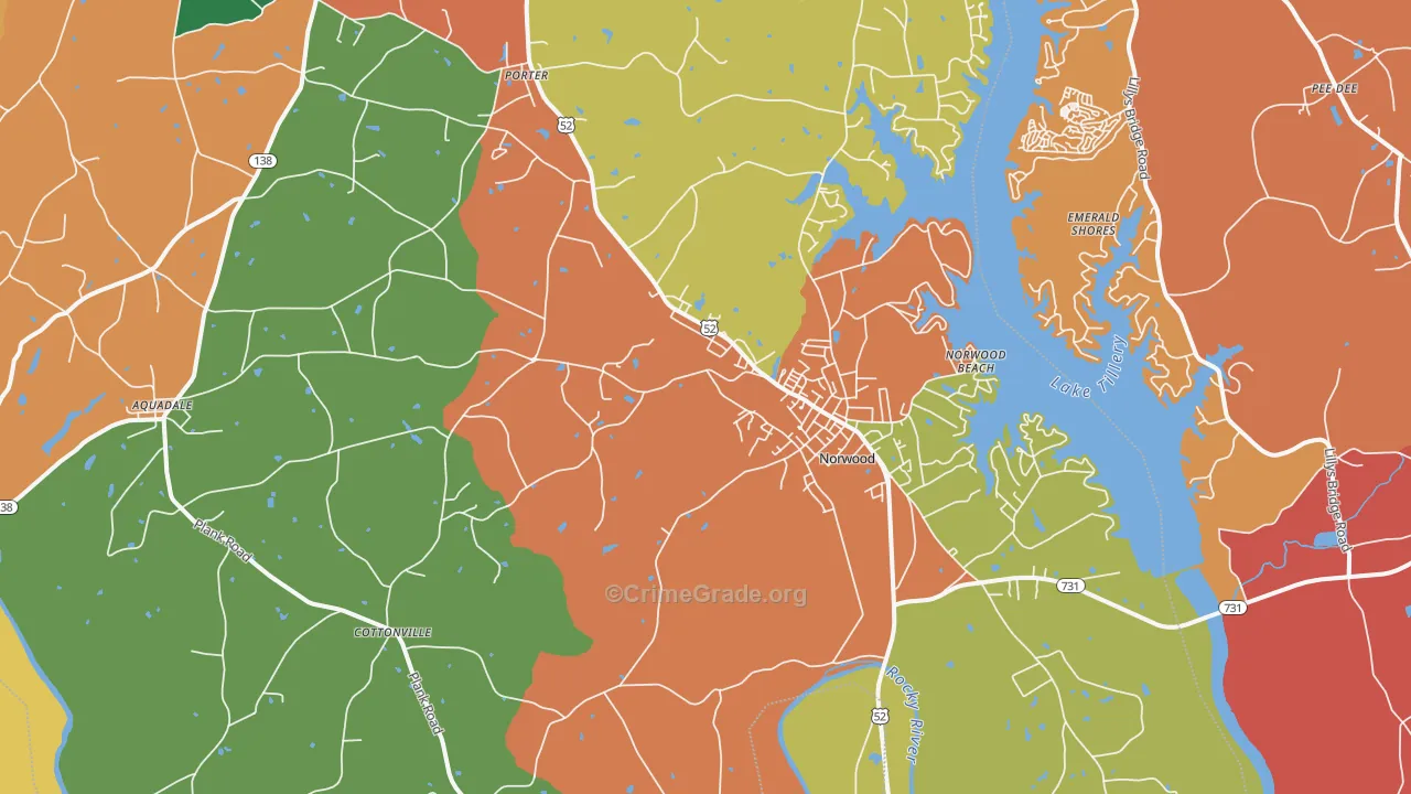 Norwood, NC Map of Assault Rates