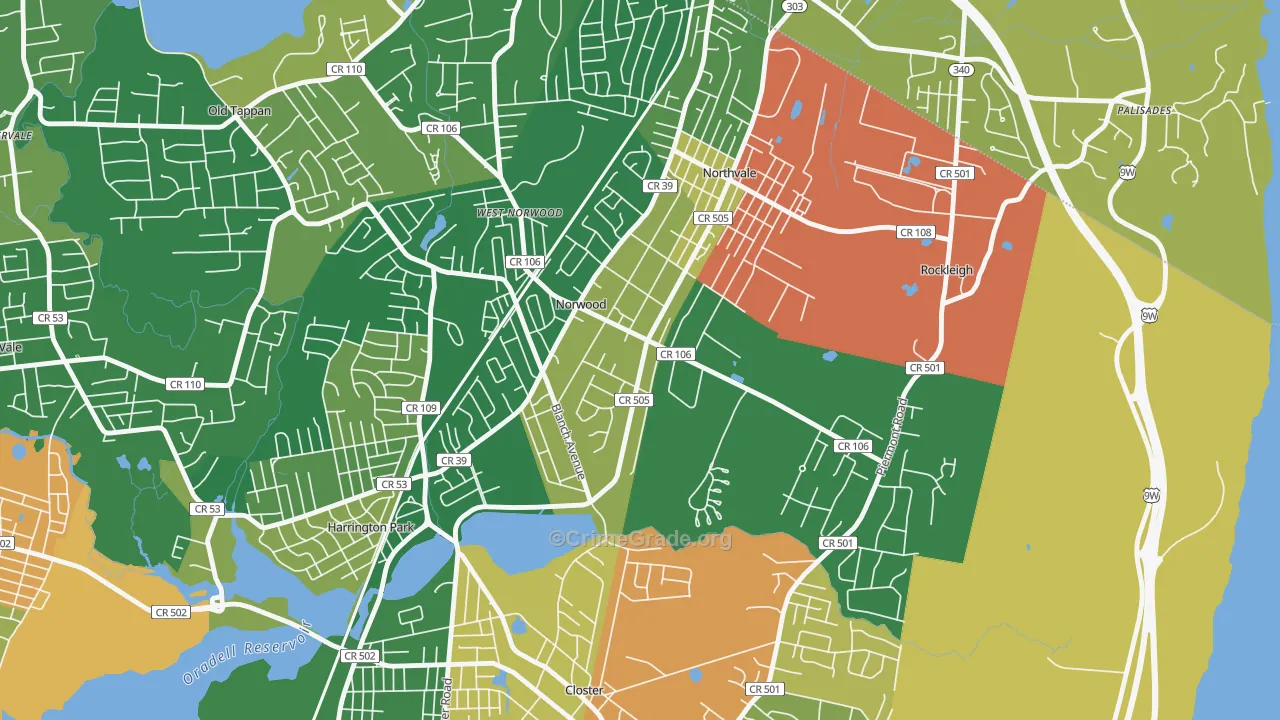Norwood, NJ Map of Assault Rates