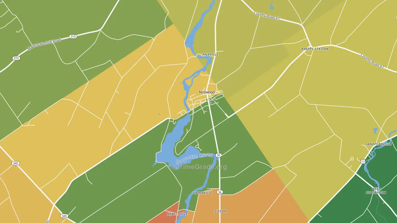 Norwood, NY Map of Assault Rates