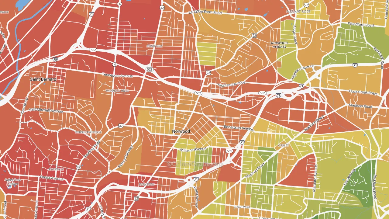 Norwood, OH Map of Assault Rates