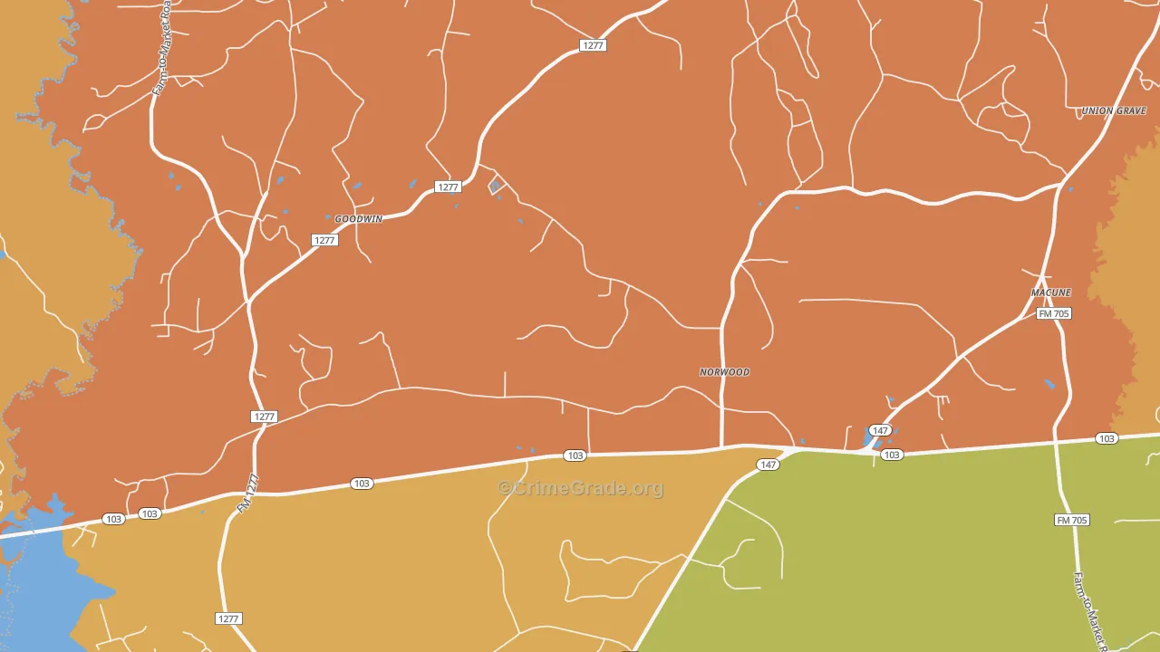 Norwood, TX Map of Assault Rates