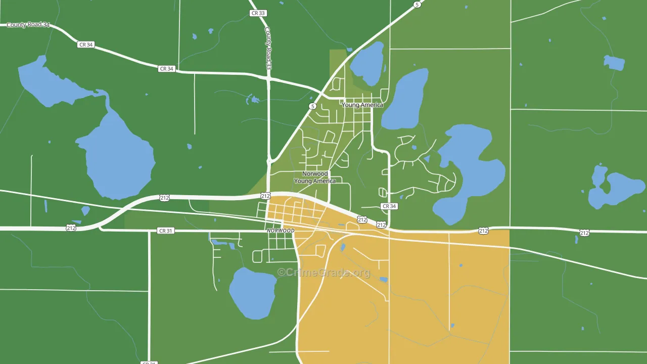 Norwood Young America, MN Map of Assault Rates