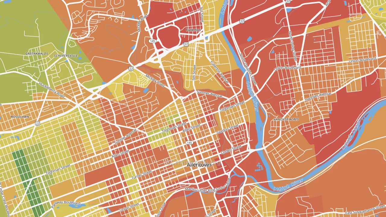 NoTi, Allentown, PA Map of Assault Rates