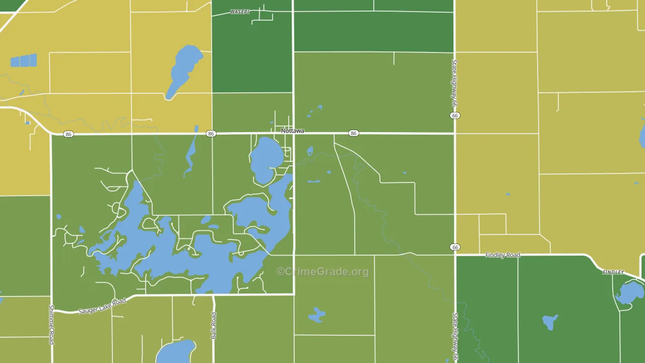 Nottawa, MI Map of Assault Rates