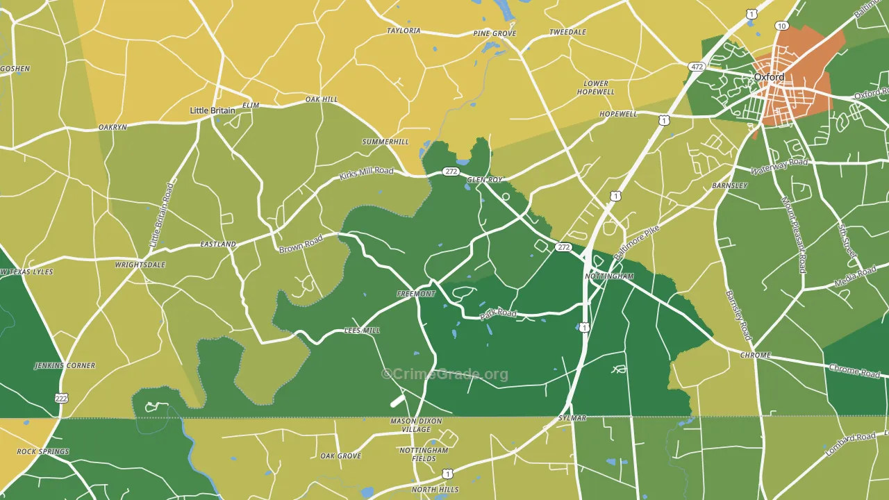 Nottingham, PA Map of Assault Rates