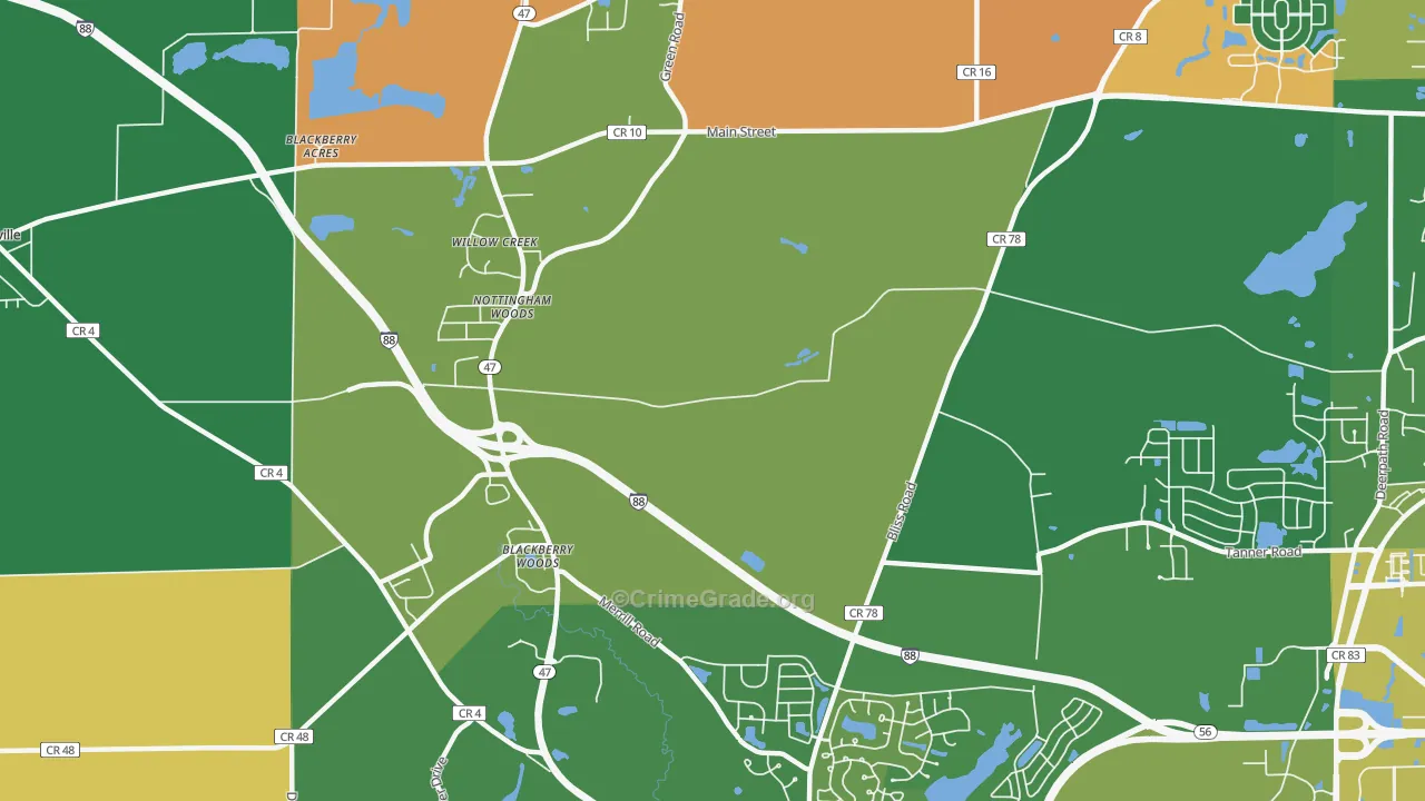 Nottingham Woods, IL Map of Assault Rates