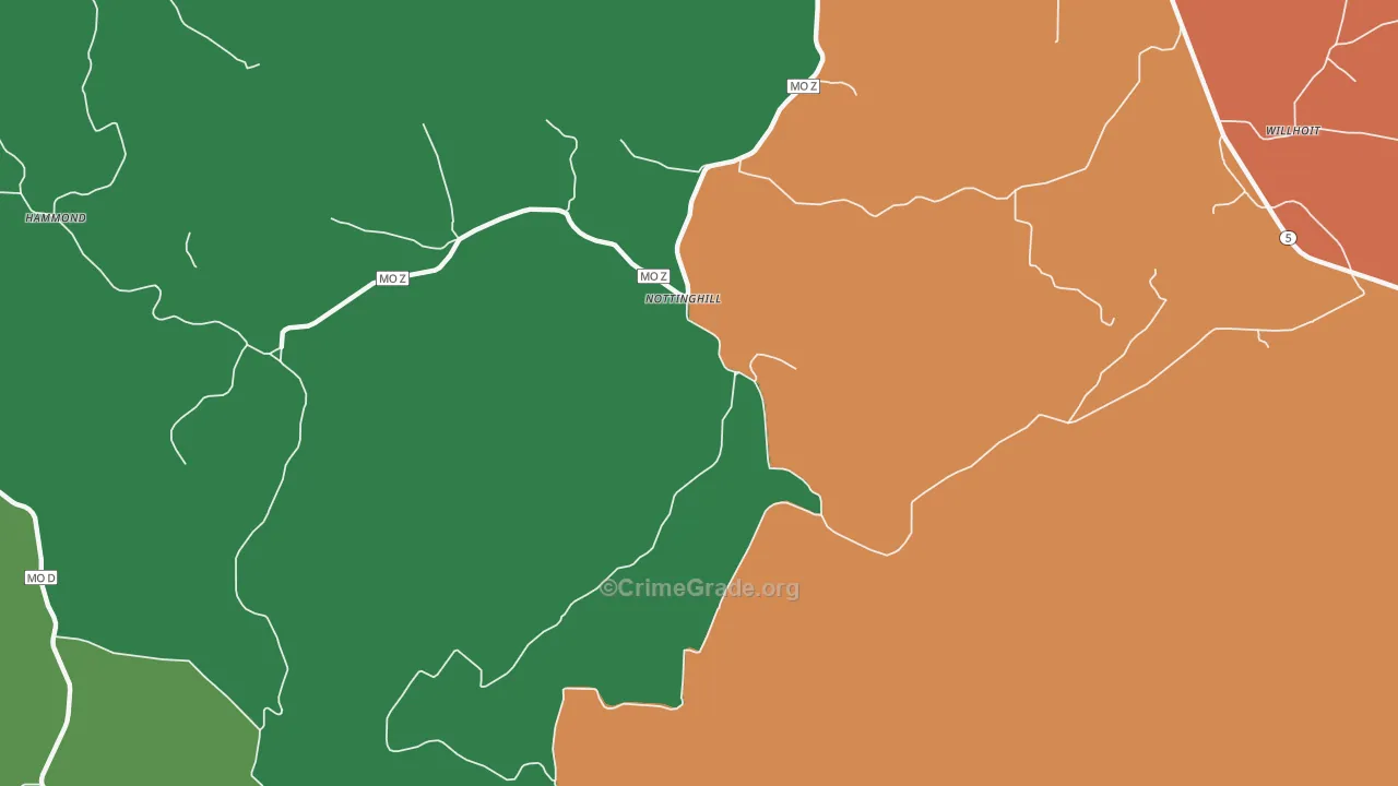 Nottinghill, MO Map of Assault Rates