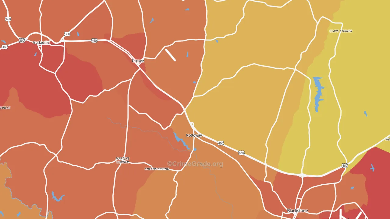 Nottoway County, VA Map of Assault Rates