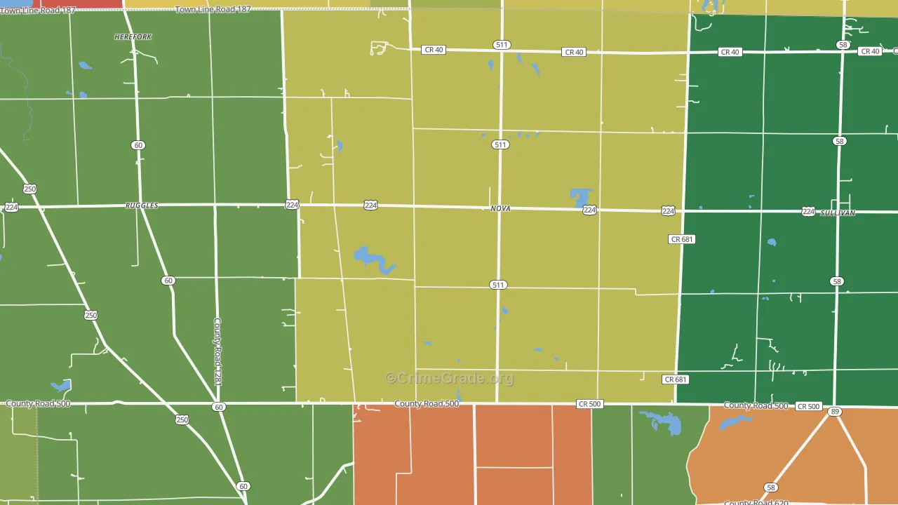 Nova, OH Map of Assault Rates