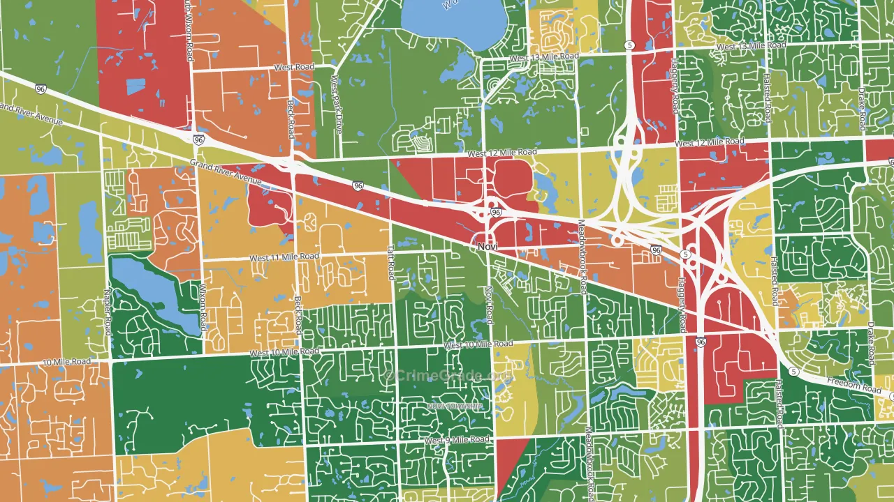 Novi, MI Map of Assault Rates