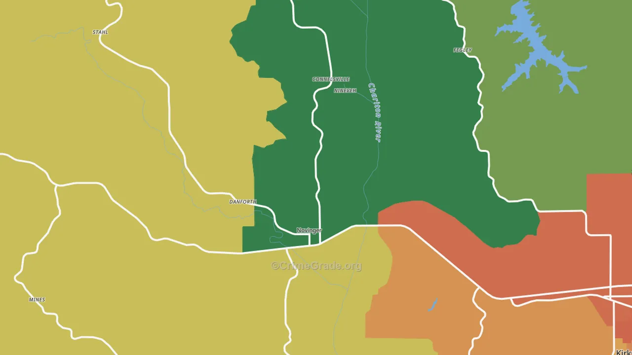 Novinger, MO Map of Assault Rates