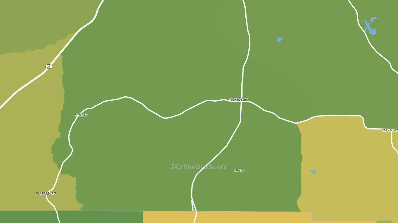 Noxapater, MS Map of Assault Rates