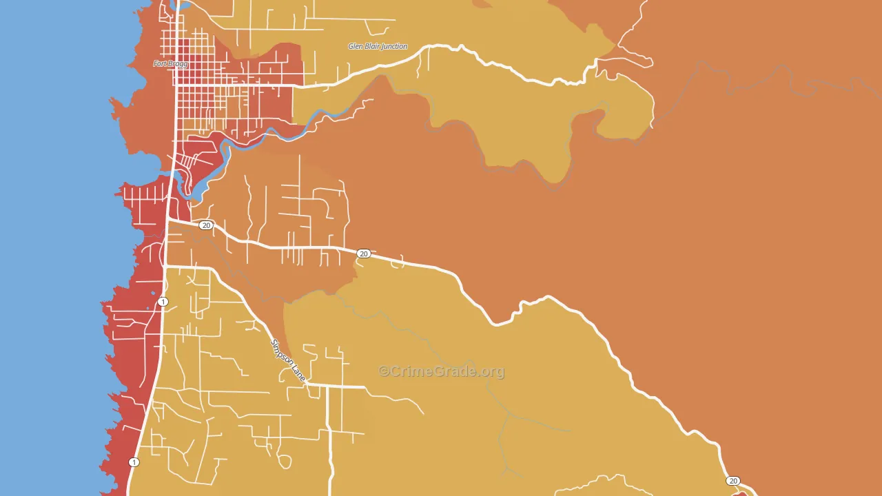 Noyo, CA Map of Assault Rates