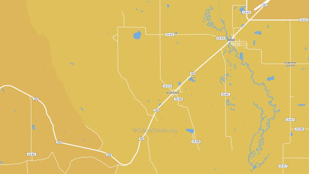 Nubieber, CA Map of Assault Rates