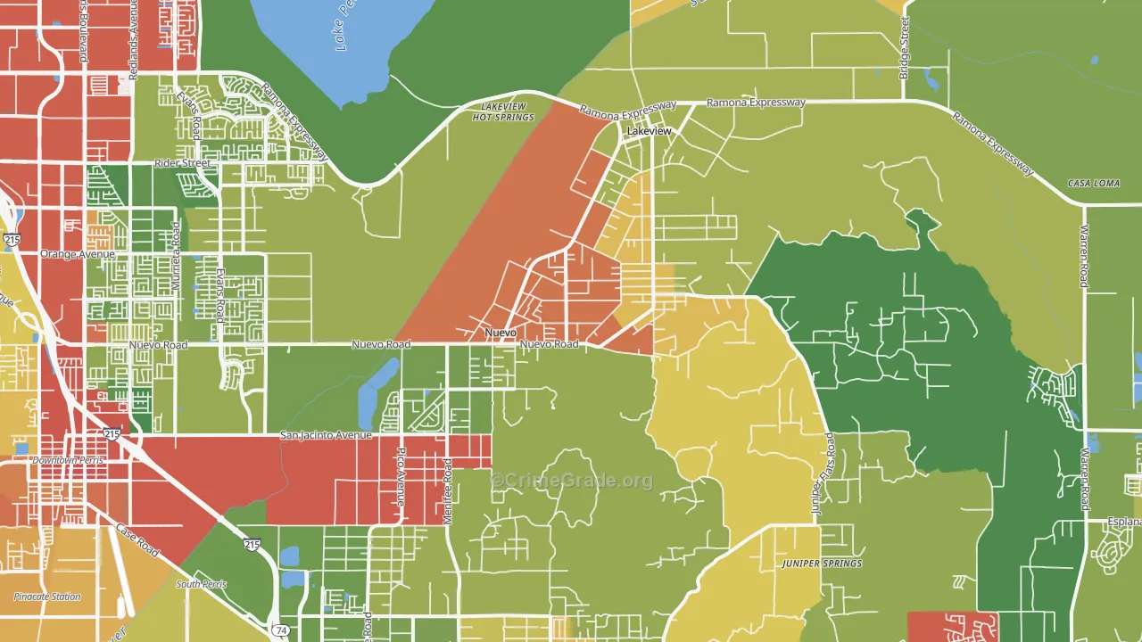 Nuevo, CA Map of Assault Rates