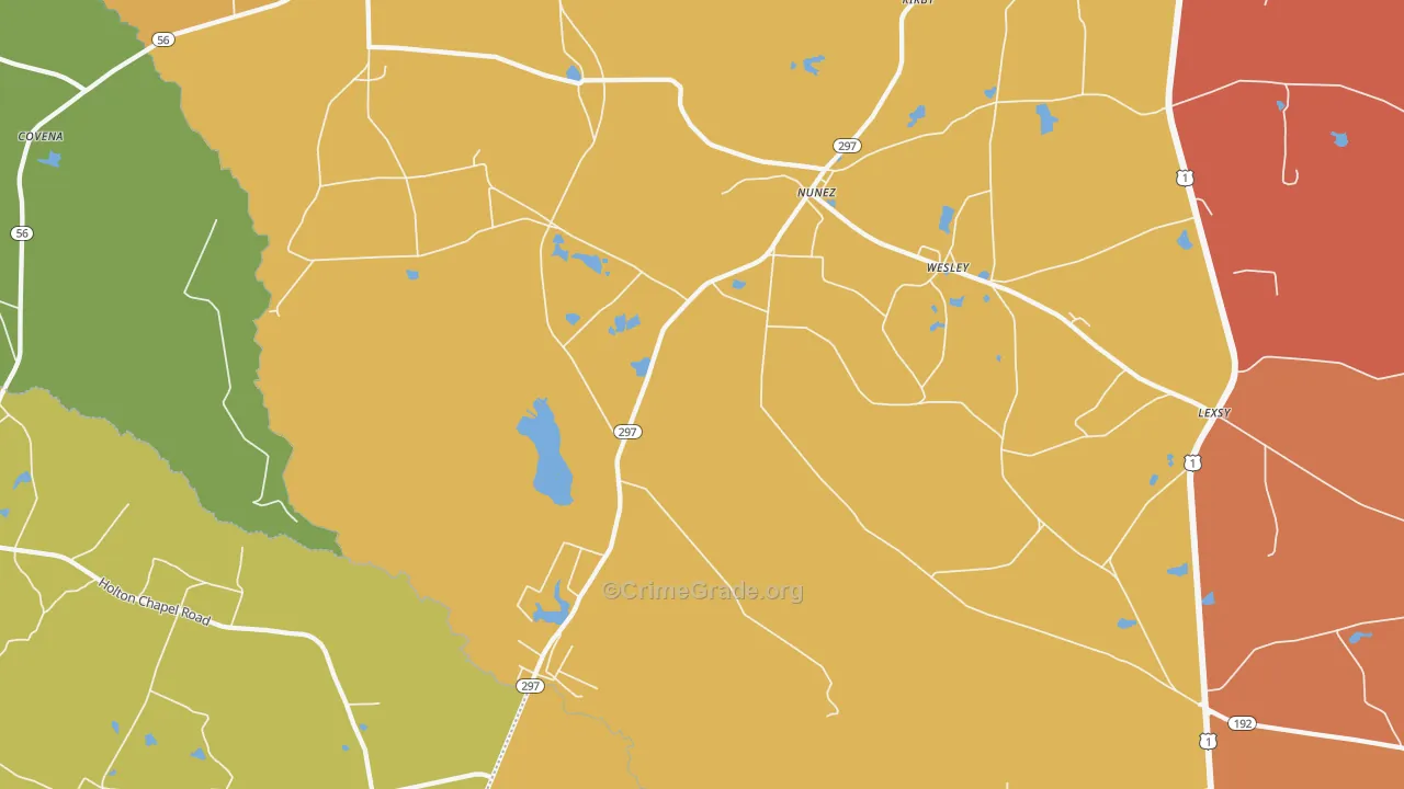 Nunez, GA Map of Assault Rates